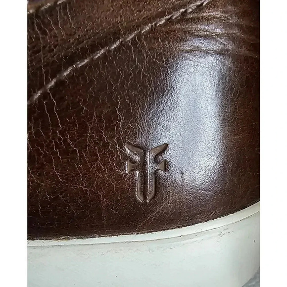 Frye Brett Brown Distressed Leather Lace Up Low Sneakers Men's Size 13 - Picture 10 of 13